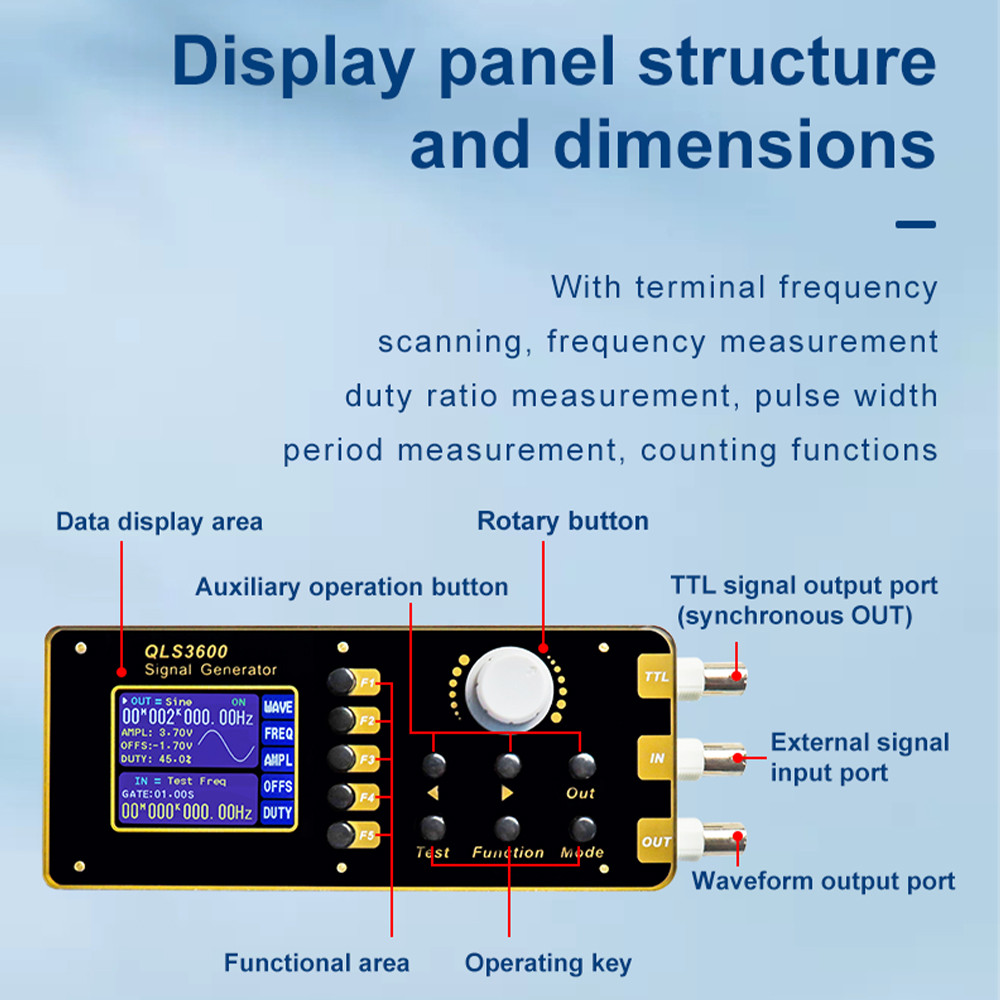 Pcbfun QLS3600S 2.4-inch TFT Display Arbitrary Wave DDS Function Signal ...