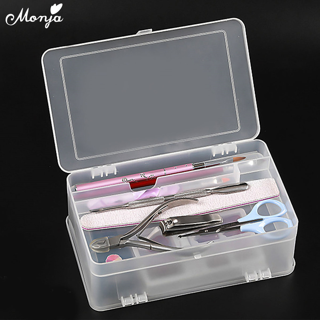 Monja Double-Layer Empty Storage Box Organizer Nail Art Diamond Buffer ...