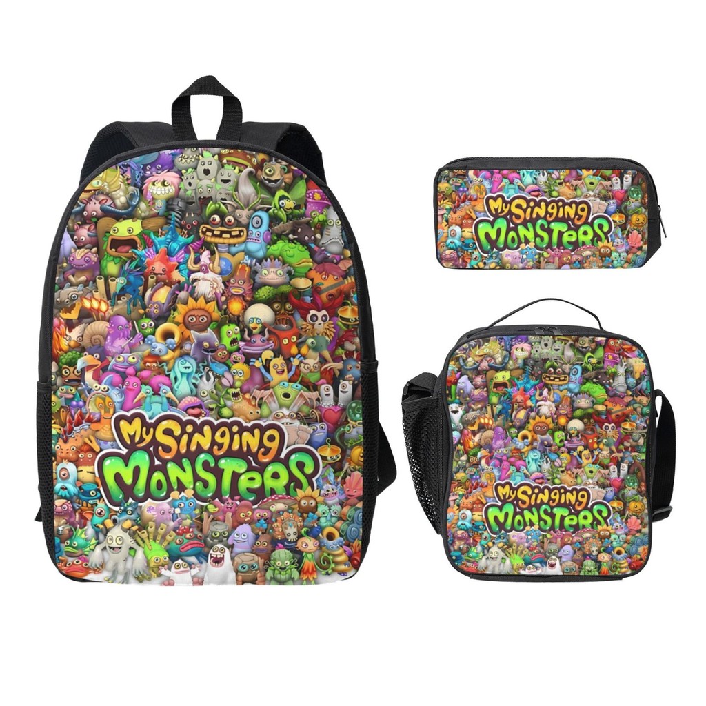 My Singing Monsters Backpack Large Capacity Kids Backpack 3 Piece Set ...