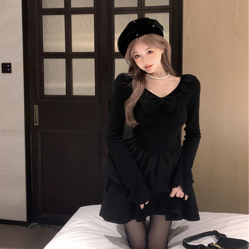 Papinas--French Style Hepburn Inner Wear Cake Dress Female Autumn