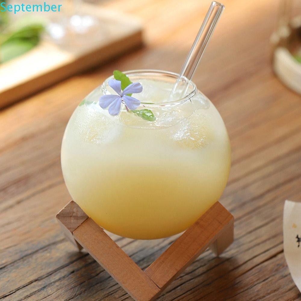 SEPTEMBER Spherical Cocktail Glass Cup, with Wood Stand Ronud Ball