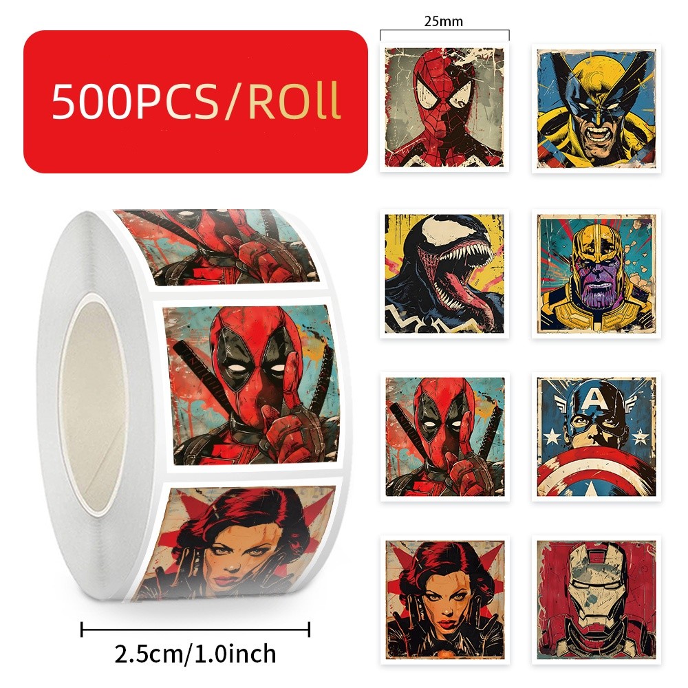 500PCS/Roll Cartoon Marvel Heroes Sealing Stickers Graffiti Stickers ...