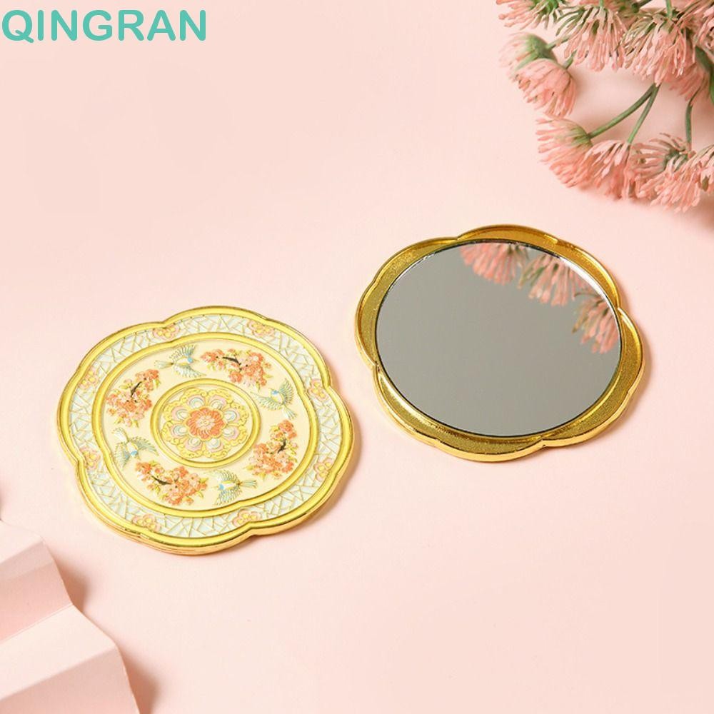 QINGRAN Chinese-style Pocket Mirror, Handheld Emboss Cosmetic Mirror ...