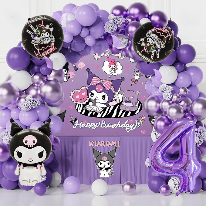 Kuromi Balloon Garland Arch Kit Party Decorations Purlple Latex Balloon