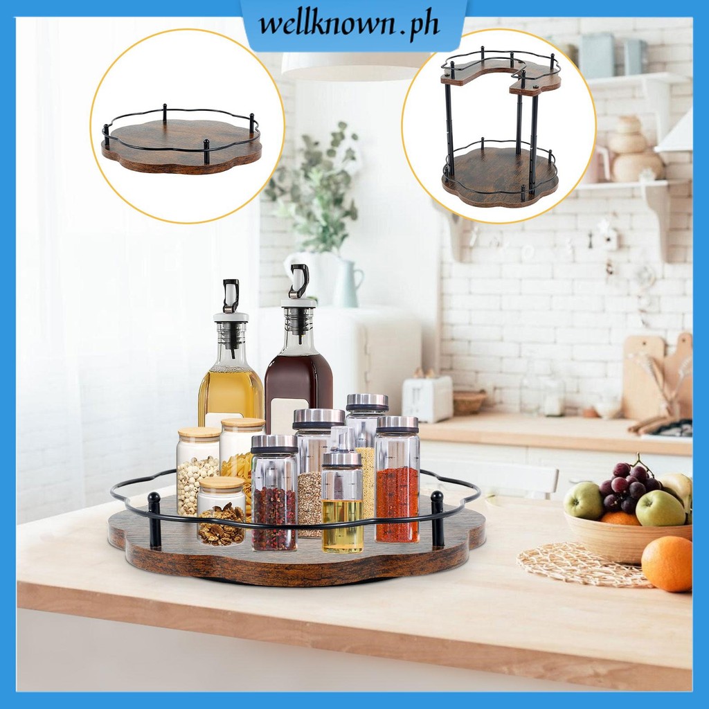Lazy Susan Organizer Spice Rack Height Adjustable Turntable Spice ...