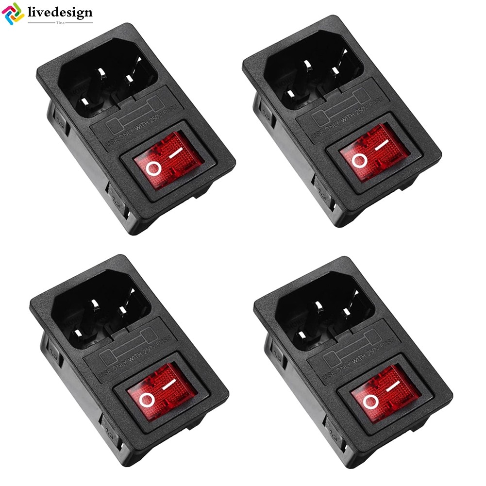 3Pin iec320 c14 inlet module plug fuse switch male power socket 10A