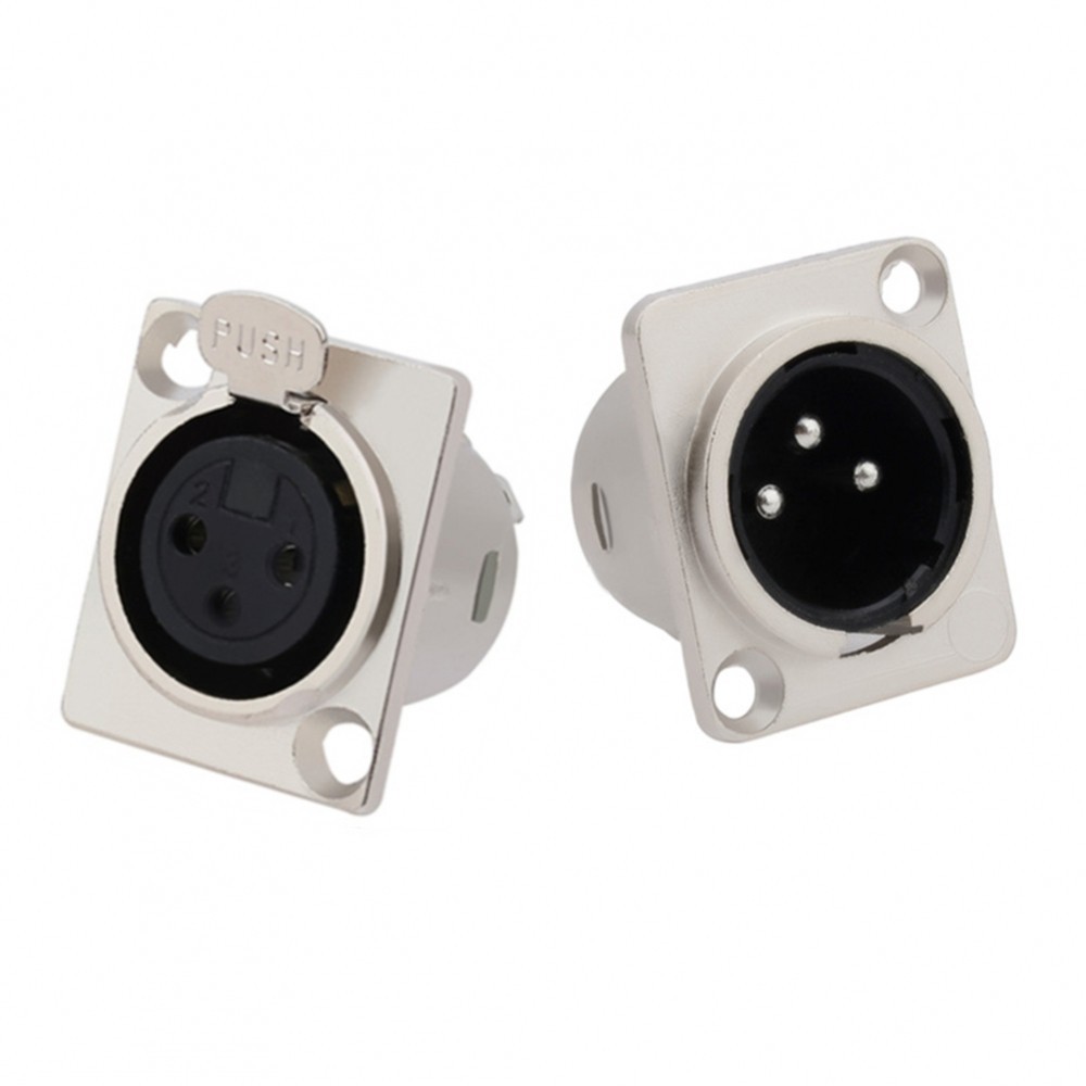 XLR 3 Pin Male Female Chassis Socket Mic Jack Connector for Rack Mount ...