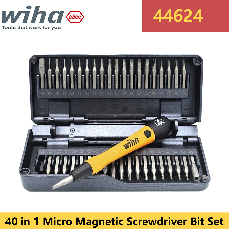 WIHA 44624 Micro Magnetic Screwdriver Bit Set 40 in 1 ESD Precision ...