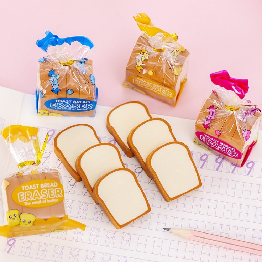 Toast Bread Eraser Pack Portable Cute Writing Drawing Aid for Students ...