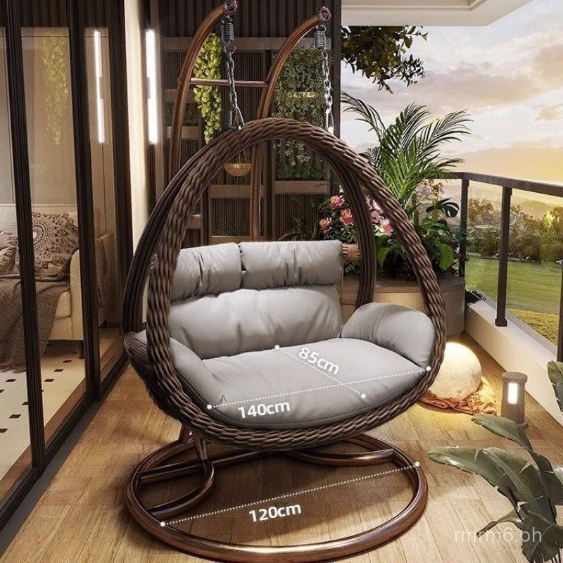 Outdoor Hanging Basket Rattan Chair Lazy Rocking Chair Balcony Swing ...