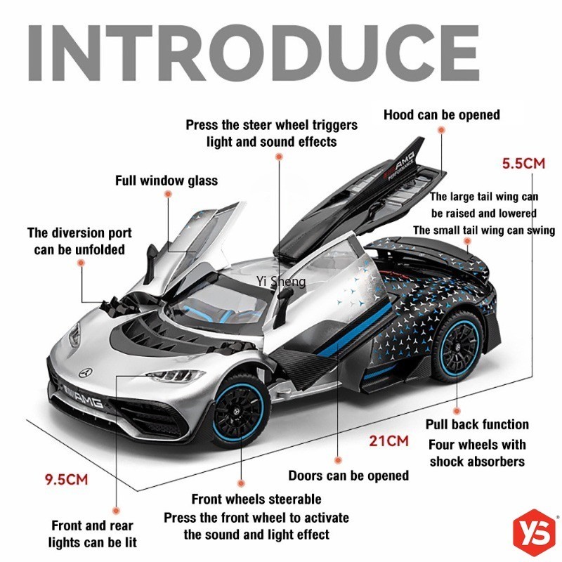 1:24 Scale Diecast Mercedez-AMG ONE Model Toy Car with Lights,Sounds ...