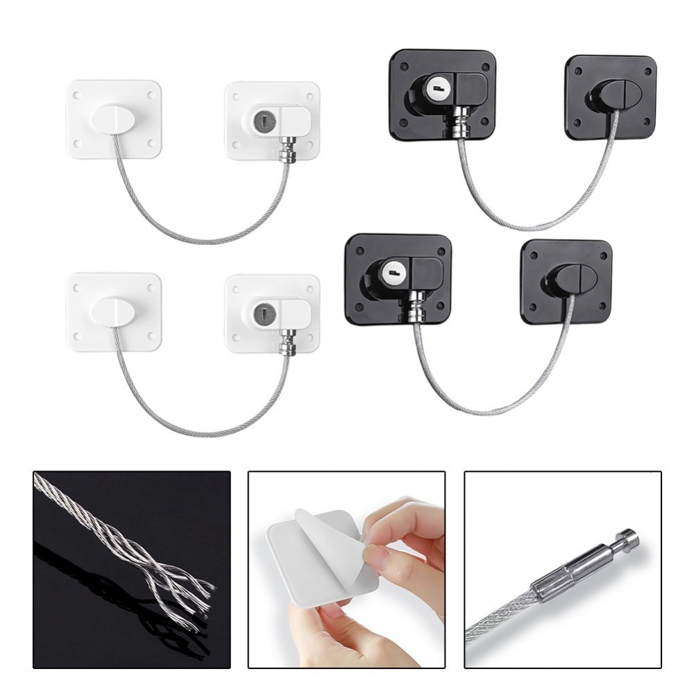 Child Safety Lock 3MM Steel Wire Rope ABS+ Zinc Alloy Lock For Windows ...