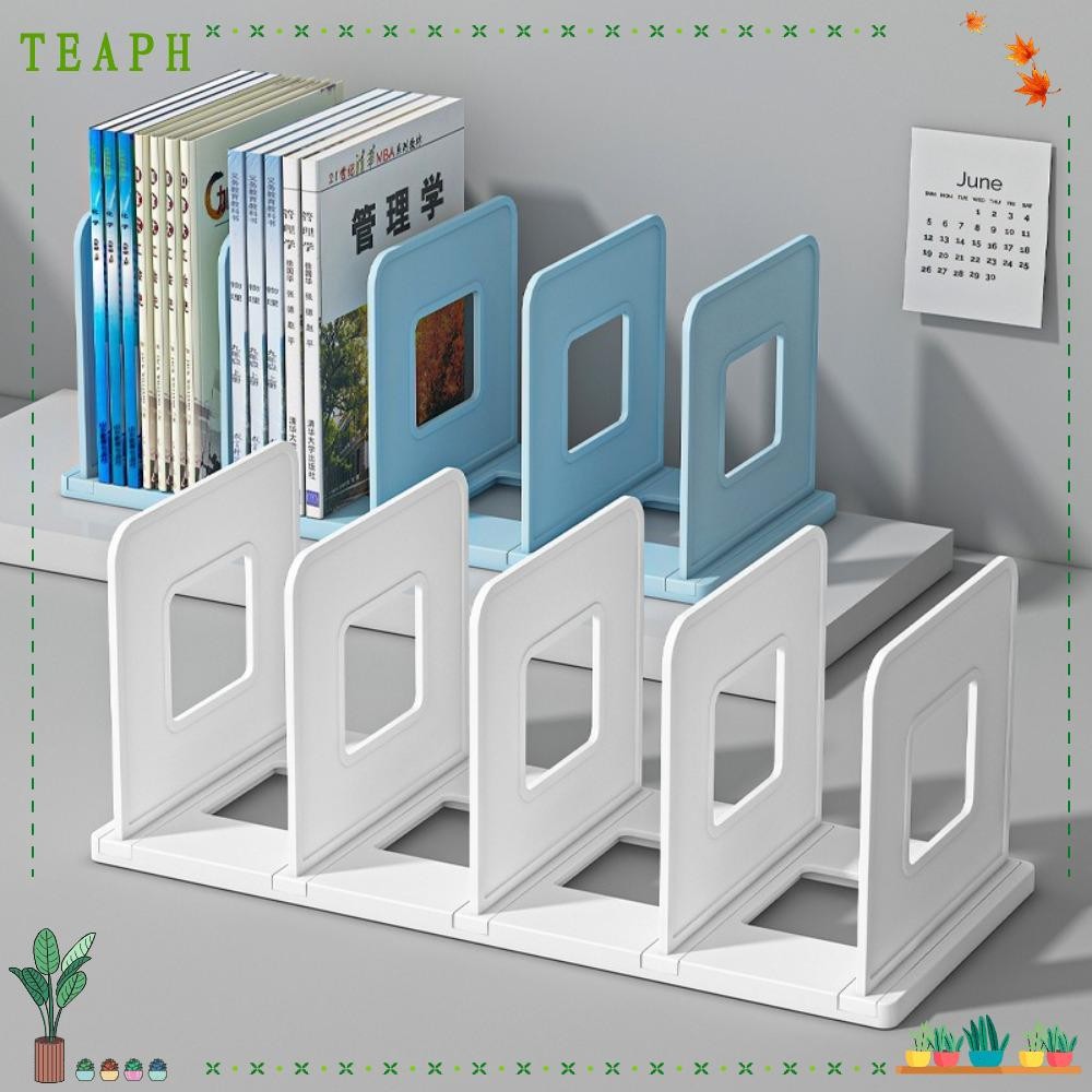 TEAPH Desktop Book Stand, Four Grid Detachable Bookshelf Divider Baffle ...
