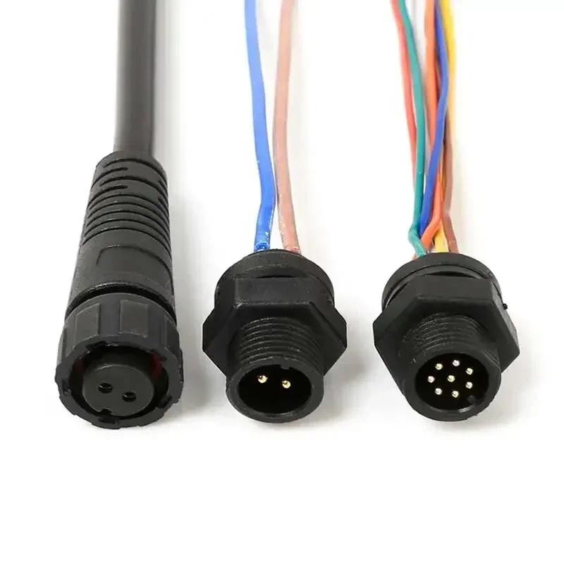 M12 Panel Cable Connector 2pin 3pin 4pin 5pin 6pin 7pin 8pin Front/Rear ...