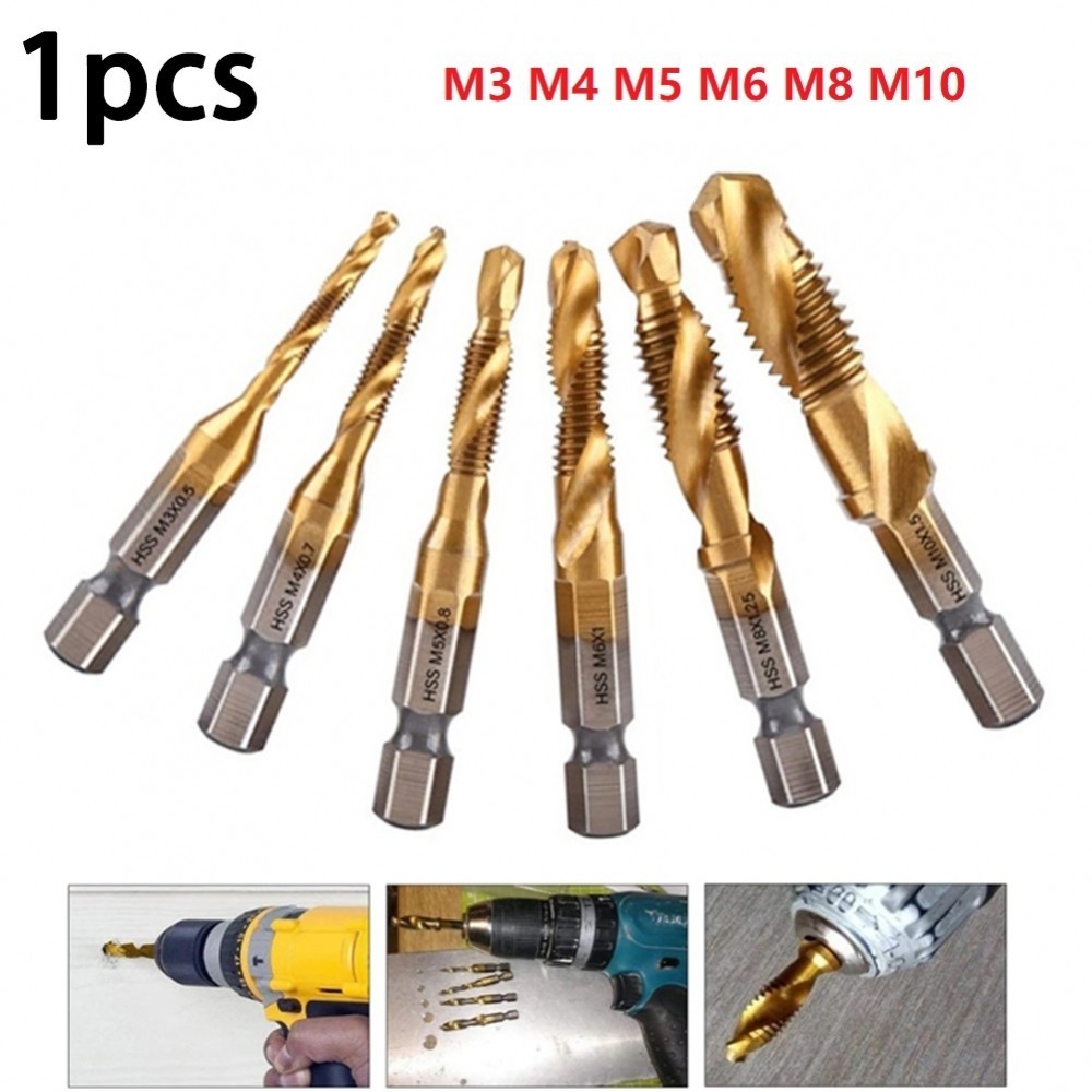 Spiral Flute Design Titanium Plated Tap Drill Bit with Hex Shank