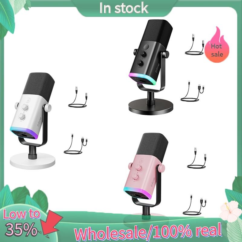 FIFINE AM8 Dynamic Microphone with RGB Control/Headphone Jack/Mute,MIC