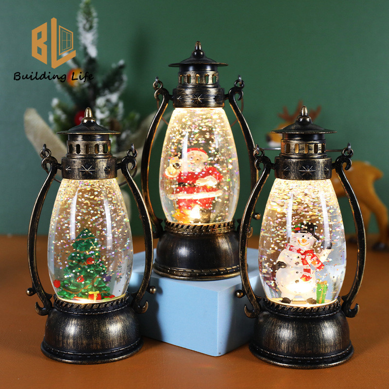 Christmas Decoration Snow Globe Lantern Christmas Village Church Scene ...