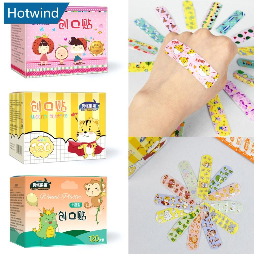 HW 120pcs/box Colorful Cartoon Cute Band Aids Waterproof Breathable ...