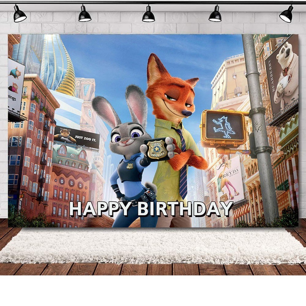 Zootopia Photography Backdrop Fox Nick Judy Rabbit Sheriff Girls ...