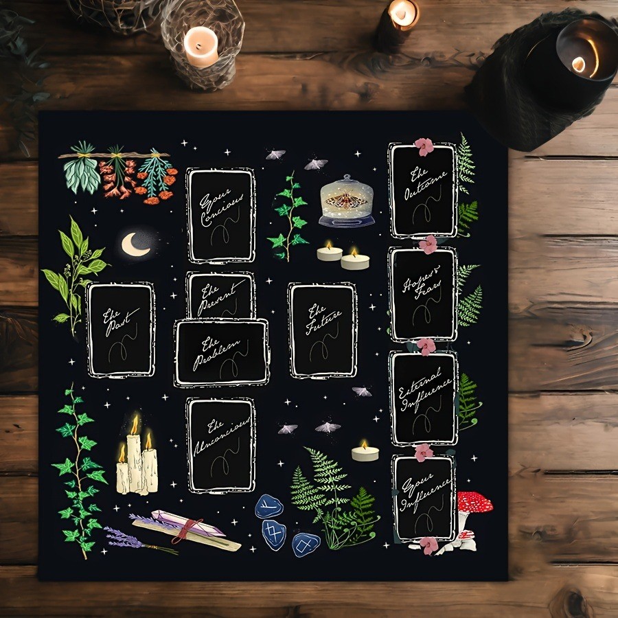 1pc Moon Phases Tarot Tablecloth - Square Horoscope & Divination Mat ...