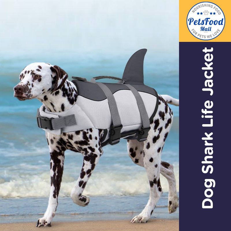 Dog Life Jacket With Shark Fin - High Visibility Pet Float Vest For Swimming & Boating