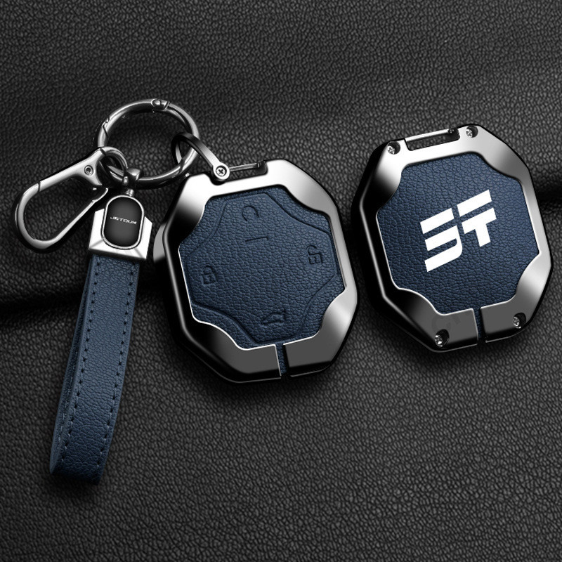 Zinc Alloy Goatskin Genuine Leather Smart Keyless Car Key Fob Case ...