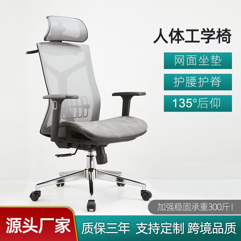 Gray Ergonomic Computer Chair Single Long-Sitting Office Chair Office ...