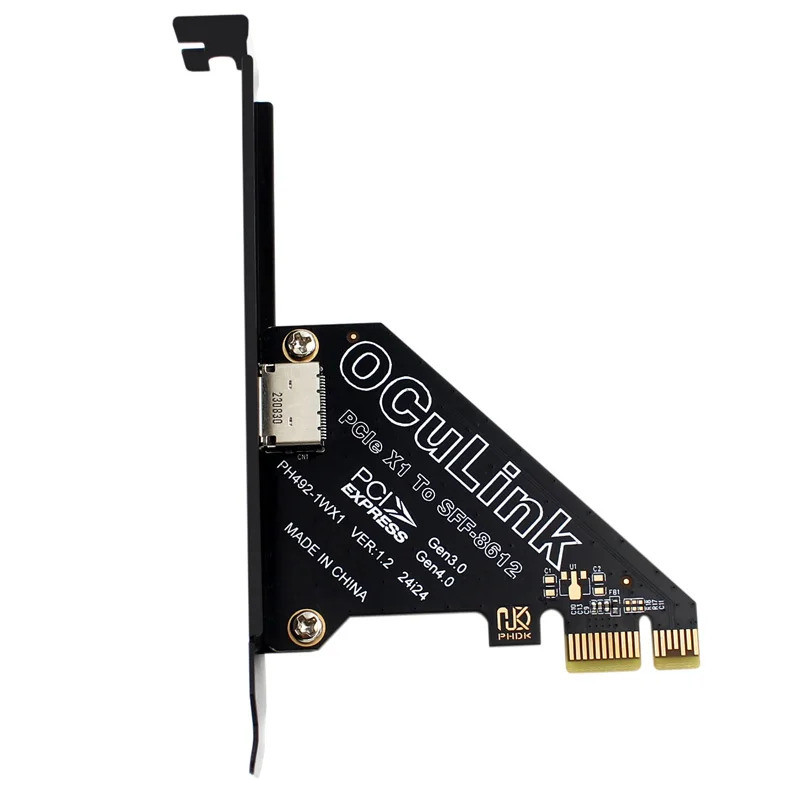 16Gb PCIE 4.0 X1 to Oculink SFF-8612 Expansion Card Riser Converter for ...