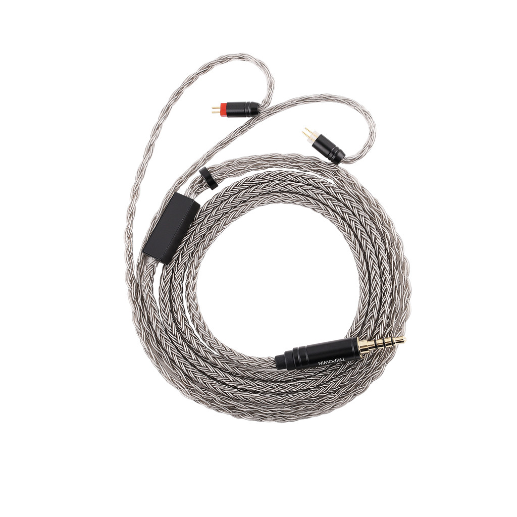 Linsoul Tripowin Zonie IEM-kabel,16 Core Silver Plated Oortelefoon Opgewaardeerde Snoeren,1.25m SPC In Ear Monitor Kabel voor 7hz Zero:2 Orchestra Lite Cadenza Supermix4(MMCX,4.4mm)(Grijs