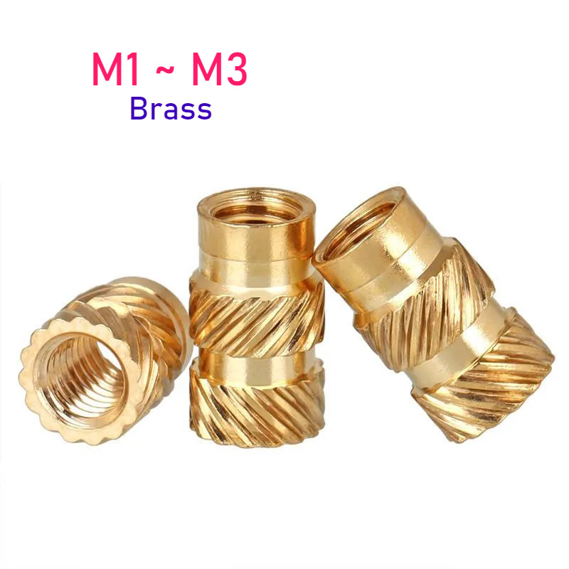 M1 M1.4 M1.6 M1.7 M2 M2.5 M3 Brass Heat Insert Nut Double Knurled ...