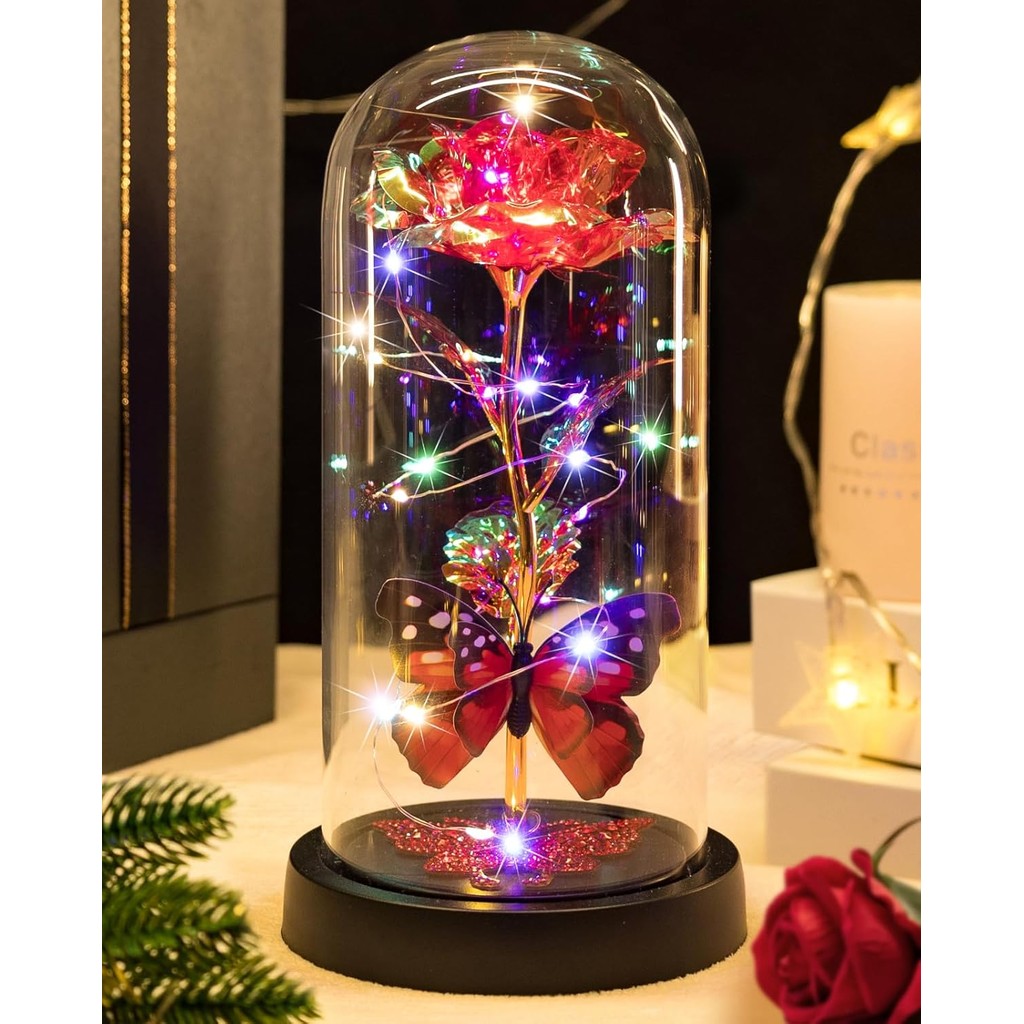 Christmas Rose Gifts, Galaxy Glass Rose Forever Eternal Crystal Flower ...
