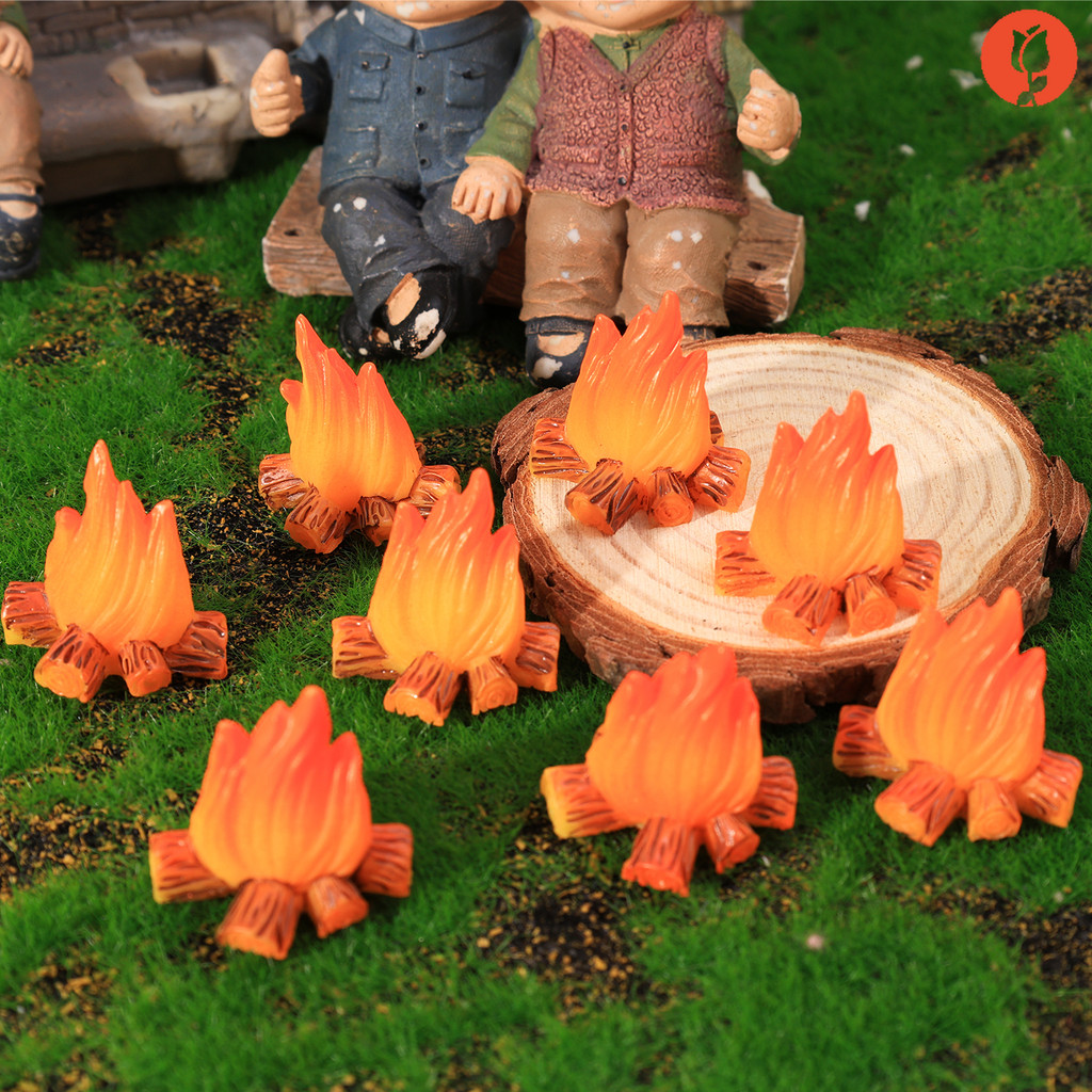 Miniature Fire Pit 10-1PCS Mini Campfire Models Fake Fire Resin Flame Artificial Micro Miniatures Fireplace Dollhouse