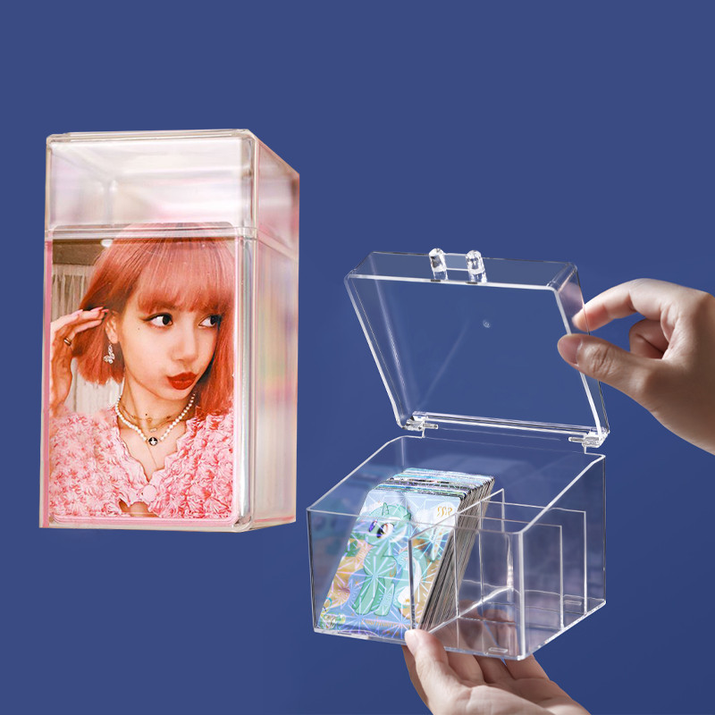 1/2 Grid Transparent Postcard Images Storage Box Acrylic Card Storage ...