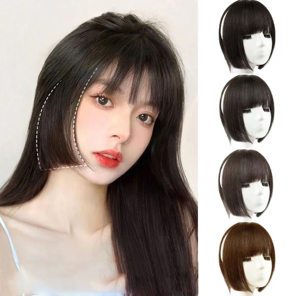 Fashion Woman Princess Wig Clip Sideburns Bangs Hime Cut Hairstyles ...