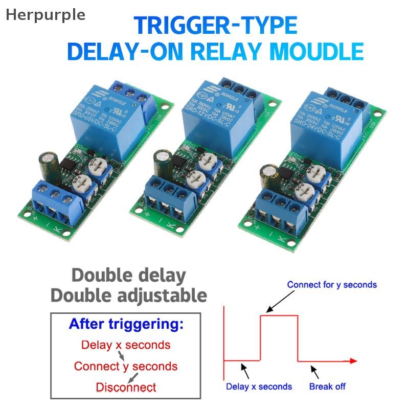 HER DC 5V 12V 24V Trigger Type Delay On Relay Module Double Delay Relay ...