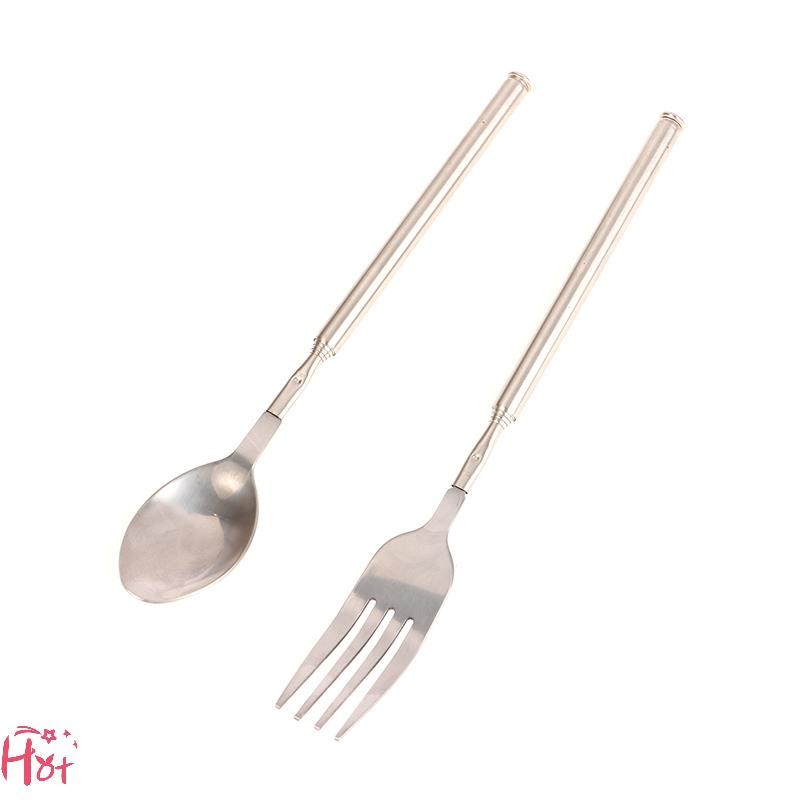 TheWood Silver Stainless Telescopic Extendable Spoon Fork Dinner Fruit