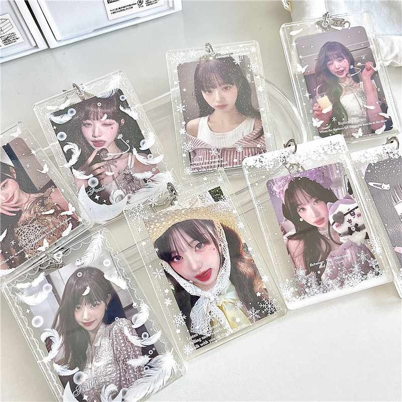 Winter Snowflake Transparent Glitter Acrylic Card Holder ID Card ...