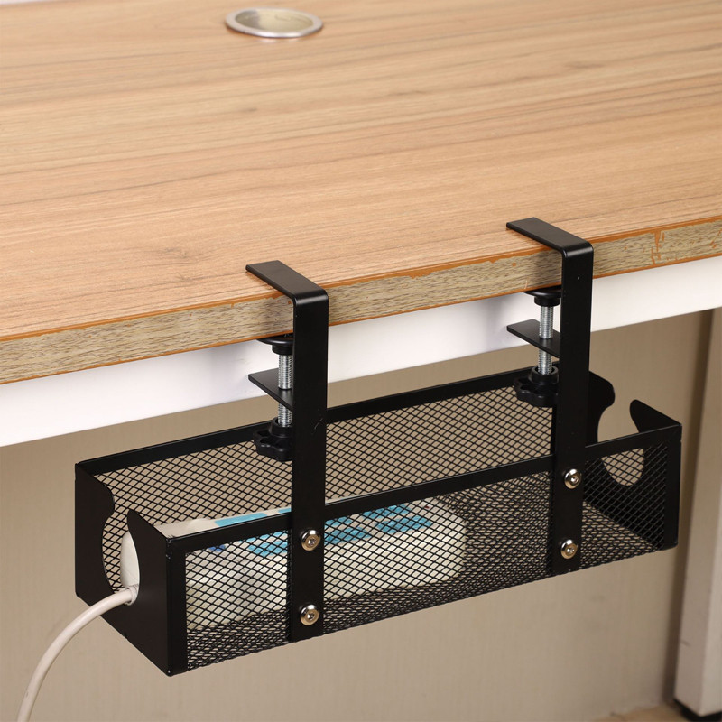 Open Under-Desk Storage Basket Punch-Free Rack Space Saving Adjustable ...