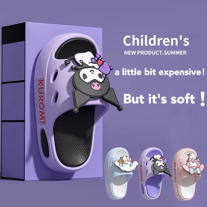 fashion Kuromi Melody slip on slide heels slippers high-elastic for kids  unisex boys girls#AK01