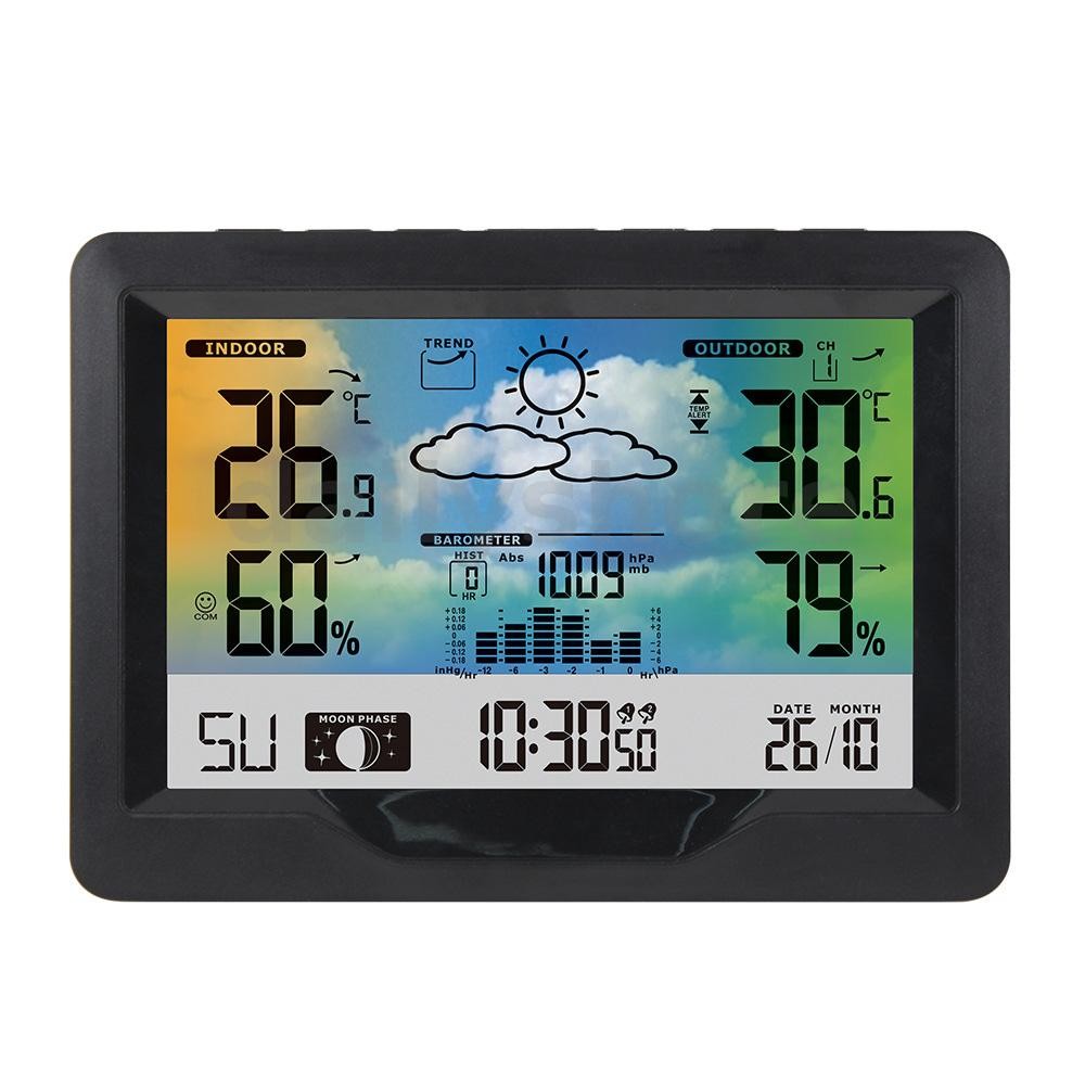 Wireless Weather Station Clock Digital Indoor Thermometer Hygrometer ...