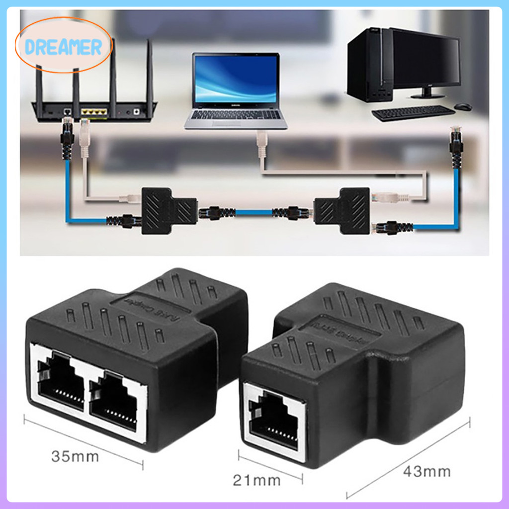 RJ45 Splitter Connector RJ45 Female 1 to 2 Female Socket Adapt Extender ...