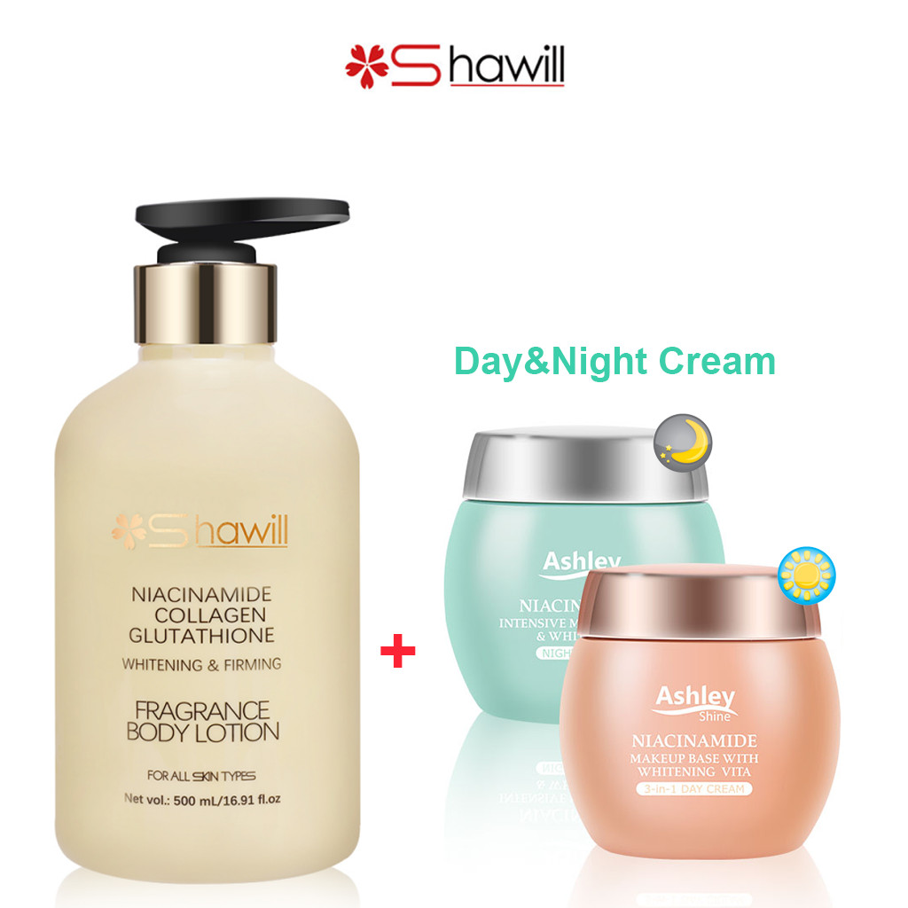 Shawill Niacinamide Fragrance Body Lotion & Day Cream+Night Cream ...