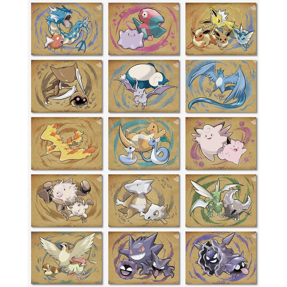 120 pieces no-cut Pokémon Pokédex stickers featuring Gengar, Charizard ...
