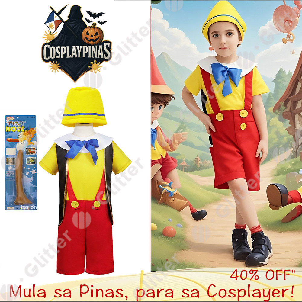 Disney Pinocchio Costume for Kids Boys Long Nose Hat Puppet Toy ...