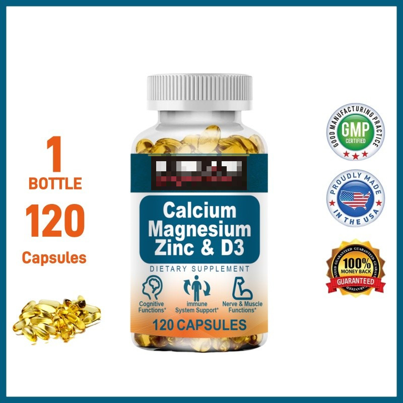 KIRK//LAND Calcium Magnesium Zinc & D3 Capsules Strengthen Bones and ...