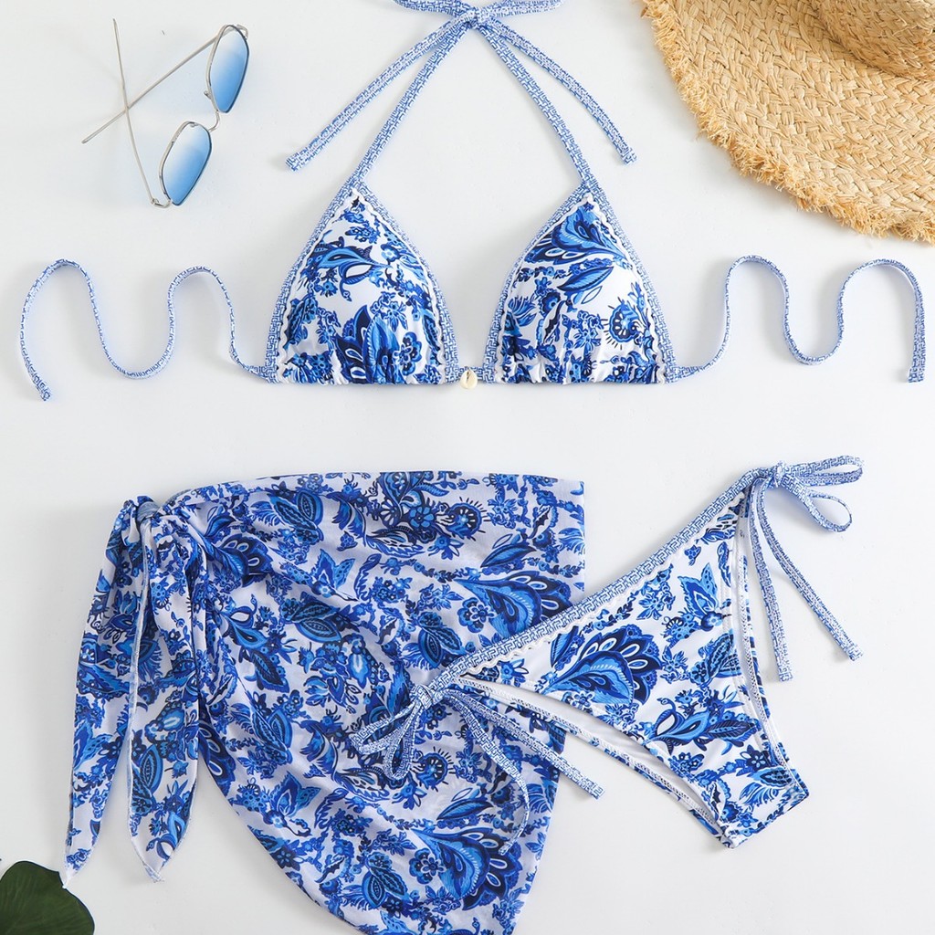 Split Swimsuit Three Piece Tube Top Bikini Sunscreen Gauze Skirt Bikini Swimsuit