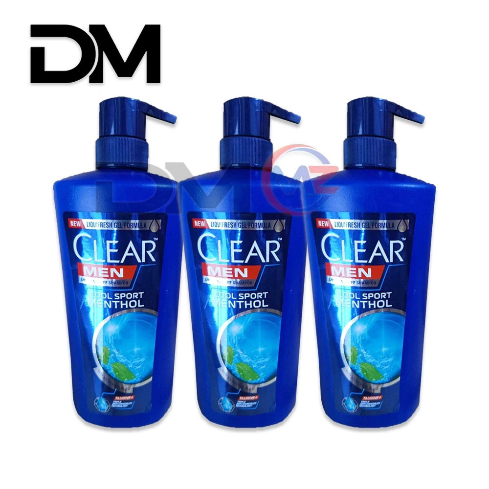 DM ( SET OF 3 ) CLEAR COOL SPORT MENTHOL Shampoo Anti Dandruff 750ml ...