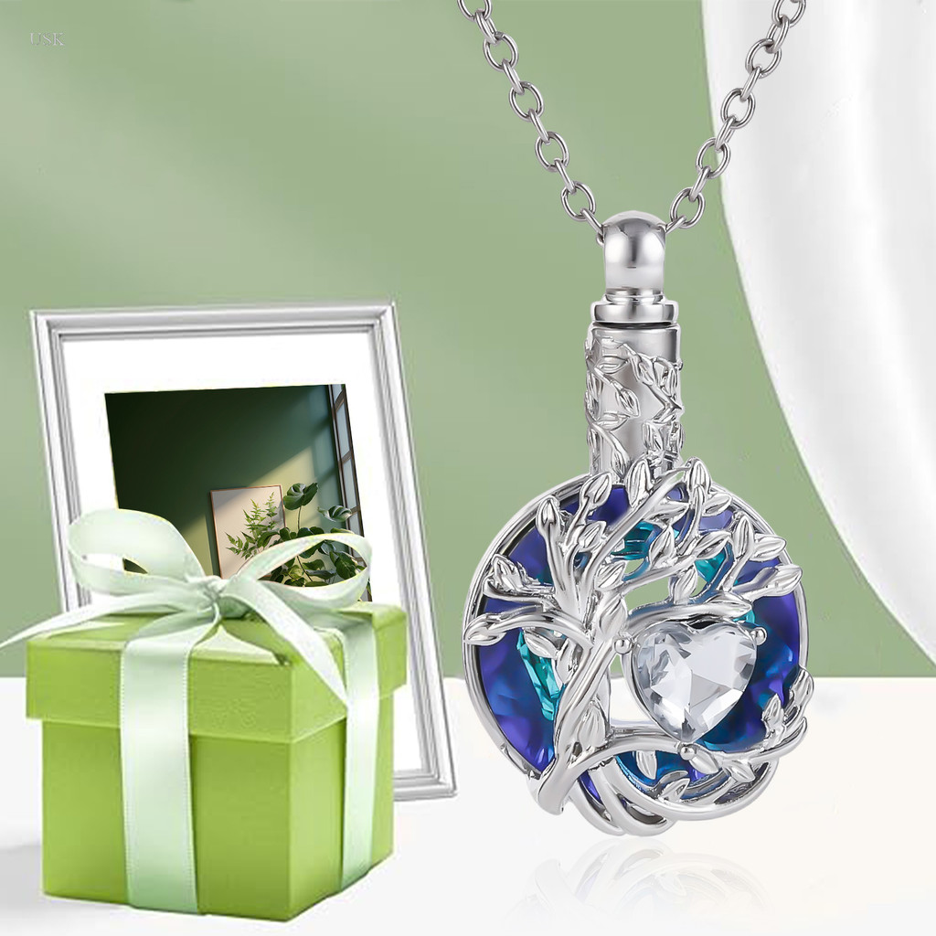 USK Tree Of Life Cremation Urn Necklace For Ashes - Metal Keepsake ...