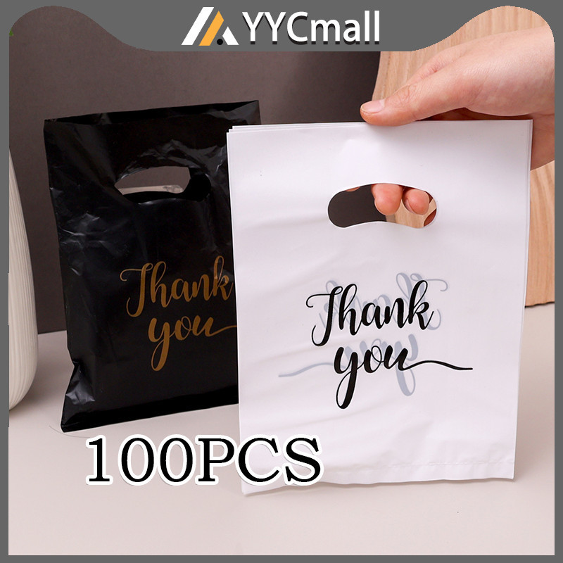 100Pcs Plastic Thank You Bags Party Decoration Supplies Waterproof ...