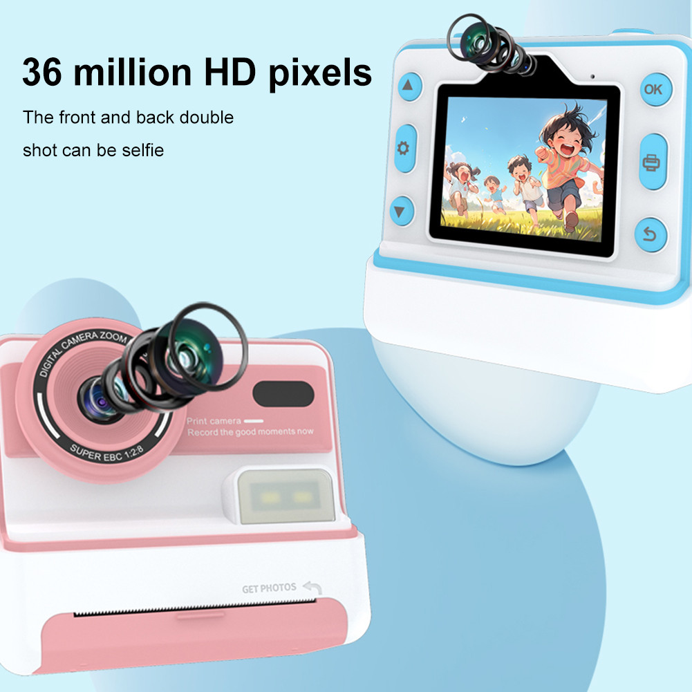 Kids Mini Instant Print Camera Dual Lens Digital Camera with 3 Rolls ...